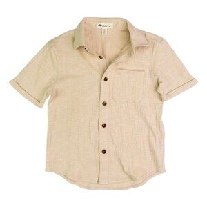 Appaman Boys Beige Textured Short Sleeve Button-Up Shirt 2T NWT